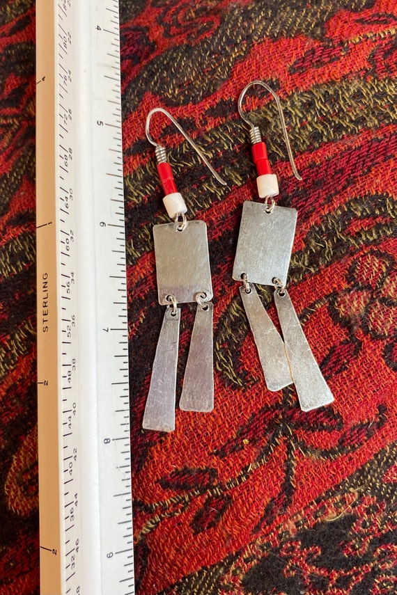 Vintage 1970's Sterling Silver rectangular dangle… - image 3