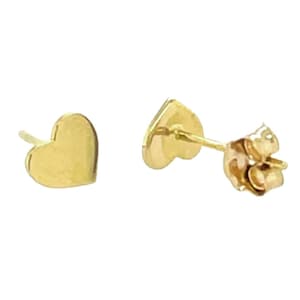 14k Solid Yellow/White/Rose Gold Heart Shape - Thin Stud Earrings Sizes  4MM 5MM - Real 14k Gold
