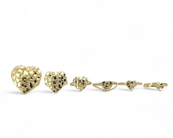 10k Solid Gold Nugget Heart Love Ring for Women/Girl - Love heart ring - Great Gift - All Sizes