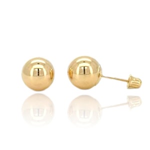 14k Yellow Gold Ball Stud Earrings with Screwbacks 4mm, 5mm, 6mm, 7mm, 8mm, Sleeper earrings, Unisex