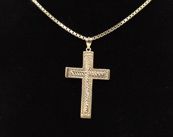 10k Gold  Cross Pendant for Necklace Chain Religious Christian Pendant | With Chain