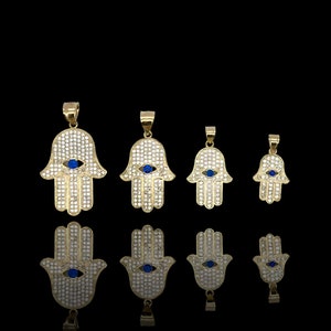 10k Real Gold Hamsa Pendants Necklace, Hamsa Hand charm, Fatima hand pendant, faith pendant, Good luck charm