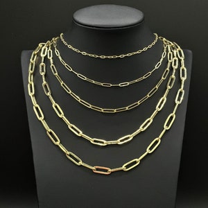 10k Gold Paperclip Necklace Chain 2mm 3mm, 4mm 5mm 6mm Women,10k Gold Bracelet, Italian Paperclip Chain, 10k Paperclips Bracelet,women chain