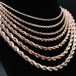 10K Rose Gold Rope Chain Necklace 2mm 3mm 4mm 5mm 6mm 18-26 inches, 10K Gold Rope Chain, 10K Gold Chain, Men Women