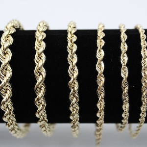 14K Gold Rope Chain Gold Rope Chain Bracelet 3mm, 3.5mm, 4mm, 5mm, 6.5mm 14K Gold Rope Chain, 14K Gold Chain, Men, Women