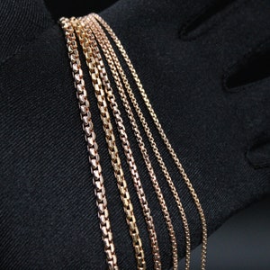 14K Rose Gold Round Box Chain Necklace, 16&quot; To 26&quot; Inch, 1MM To 3MM Thick Gold Chain, Box Gold Chain, Delicate Gold Box Chain