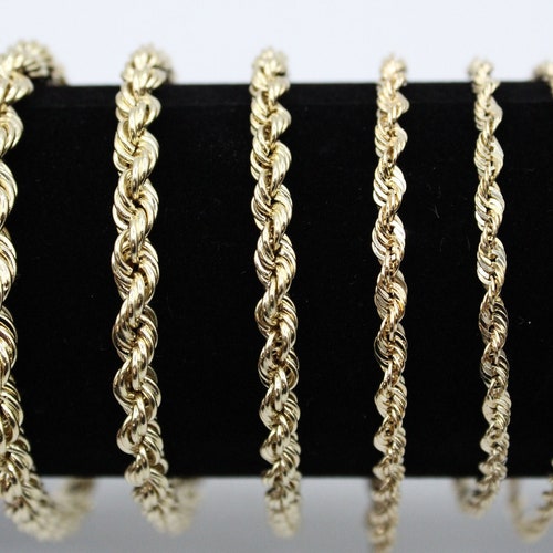 14K Gold Rope Chain Gold Rope Chain Bracelet 3mm 4mm 6mm - Etsy