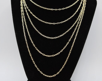 Real 10k Gold Paperclip Necklace Chain 2mm Women, 10k Gold chain Necklace, Paperclip Chain, 10k Paperclips Necklace, women chain