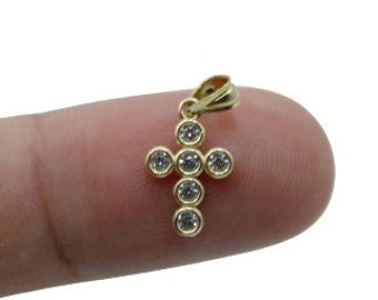 Dainty, 10K Solid Real Gold  Small Cross Charm, Gold Cross Pendant, Minimalist, Tiny Gold Pendant, Dainty Solid Gold Cross