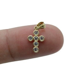 Dainty, 10K Solid Real Gold  Small Cross Charm, Gold Cross Pendant, Minimalist, Tiny Gold Pendant, Dainty Solid Gold Cross