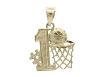 10k Basketball Net Hoop Pendant Real 10K Yellow Gold | Kids pendant | childrens charm | Gift
