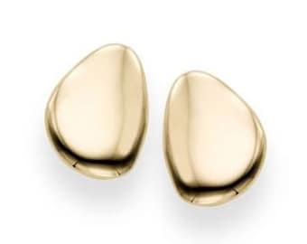 14K Yellow Gold Polished Bean Post Earring