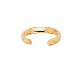 14K Yellow Gold Polished Band Plain Toe Ring- Real Gold - Solid Gold