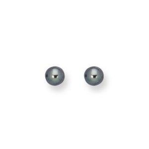 14K Gold Black, White Pearl Stud Earring  / Sizes: 8mm, 7mm, 6mm, 5mm, 4mm