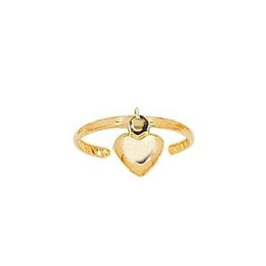 May include: A gold heart-shaped ring with a delicate design. The ring is made of gold and has a simple, elegant style.