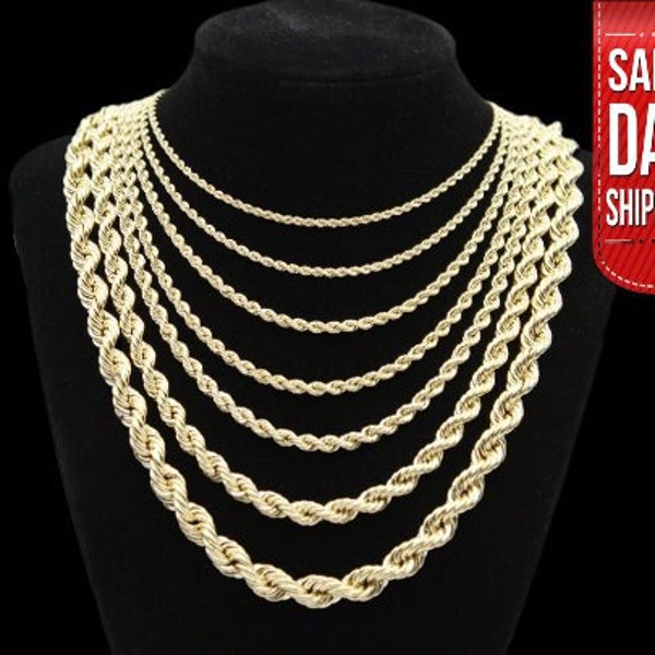 10K Solid Gold Rope Chain Gold Rope Chain Necklace 2mm 2.5mm 3mm 3.5mm 4mm 5mm 6mm 18-26 inches, 10K Gold Rope Chain, 10K Gold Chain, Men