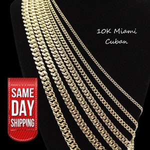 10K Solid Miami Cuban Chain, 10kt Gold Chain, Real Gold Chain, 3mm 3.5mm 4.5mm 6mm 7.5mm 9mm 11mm Cuban Chain, Genuine 10K Gold Chain