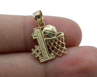 10k Basketball Net Hoop Pendant Real Solid 10K Yellow Gold pendant
