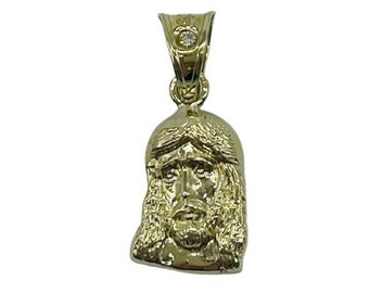 十字架をつけたイエスの頭のペンダント 10k、14k、18k ゴールド