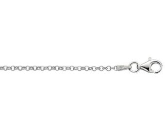 925 Silver 2mm Rolo Chain with Lobster Lock /  Rhodium Plated / Length 16-24"