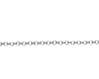 925 Sterling Silver 2.4mm Rolo Chain with Lobster Clasp /  Rhodium Plated / Length 16-20"