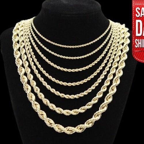 Genuine 10K Gold 5mm 6mm Rope Chain Etsy