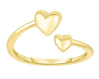 14K Yellow Gold Polished Heart Bypass Toe Ring- Real Gold - Solid Gold