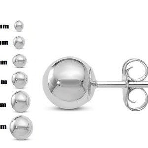 14K Gold Ball Earrings or 925 Sterling Silver -  3MM, 4MM, 5MM, 6MM, 7MM, 9MM, 10MM Ball Earring Studs, Gold Push Back Studs Woman