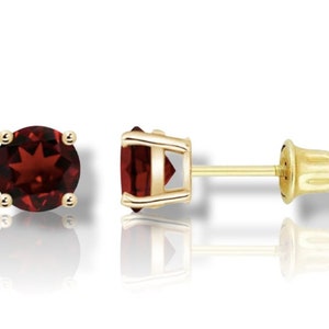 14K Solid Gold Round Shaped Birthstone Earrings| Screw back Round Studs | Gold Round Studs | 2.5mm 3mm 4mm 5mm 6mm