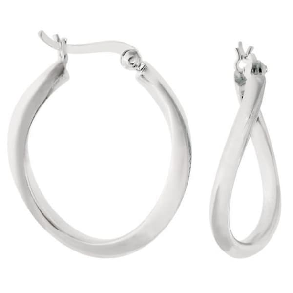 Sterling Silver 2x18mm Wavy Polished Hoop Earring with Hinged Closure