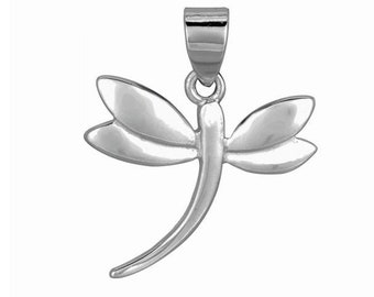 Pendentif libellule poli simple en argent sterling