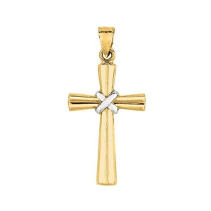 Real 14k Gold 14K Rose Gold Polished Twist Cross Charm Symbolic Religious Jewelry