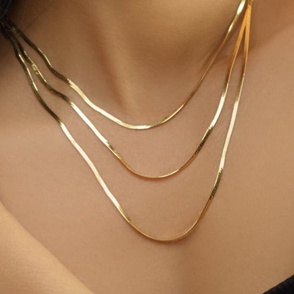 14K Solid Yellow Gold Herringbone Chain Necklace 1.5mm 3mm 4mm 5mm 6mm, 14K Solid Yellow Gold Herringbone 7inch 16inch 18inch 20in 24inch