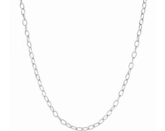 925 Silver 3.8mm Rolo Chain with Lobster Lock /  Rhodium Plated / Length 10-24"