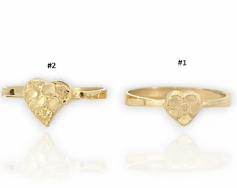 10k Solid Gold Nugget Heart Love Ring for Women/Girl