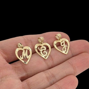 10k Heart Initials Pendant Unisex All Sizes