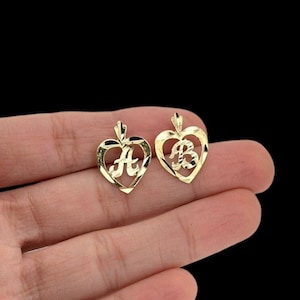 10k Heart Initials Pendant Unisex All Sizes
