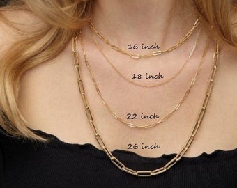 ソリッド 14k ゴールド イタリアン ペーパークリップ チェーン