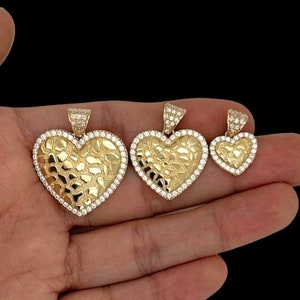 Heart Nugget Diamond Pendant Charm - 10K Yellow Gold
