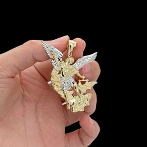 Angel vs Demon "St Michael" Pendant - 10k Yellow Gold