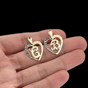 10k Heart Initials Pendant Unisex All Sizes