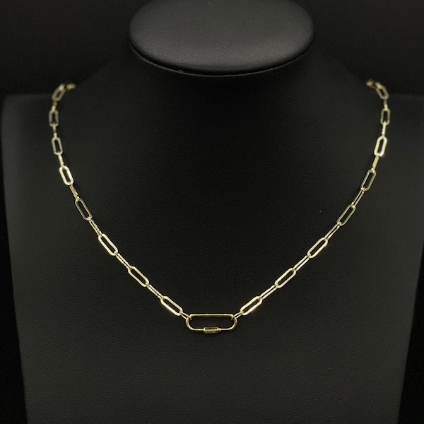 14K geelgouden 18" ovale karabijnsluiting met karabijnsluiting paperclipketting met karabijnsluiting/echt 14k goud