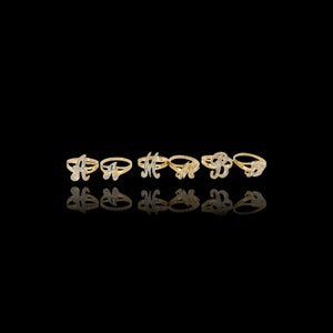 10k Iniciales Amarillos Anillos Pequeños y Grandes Unisex Todas las Letras Todos los Tamaños / Anillos Iniciales / Anillos de 10k / Anillos de Oro Real imagen 2