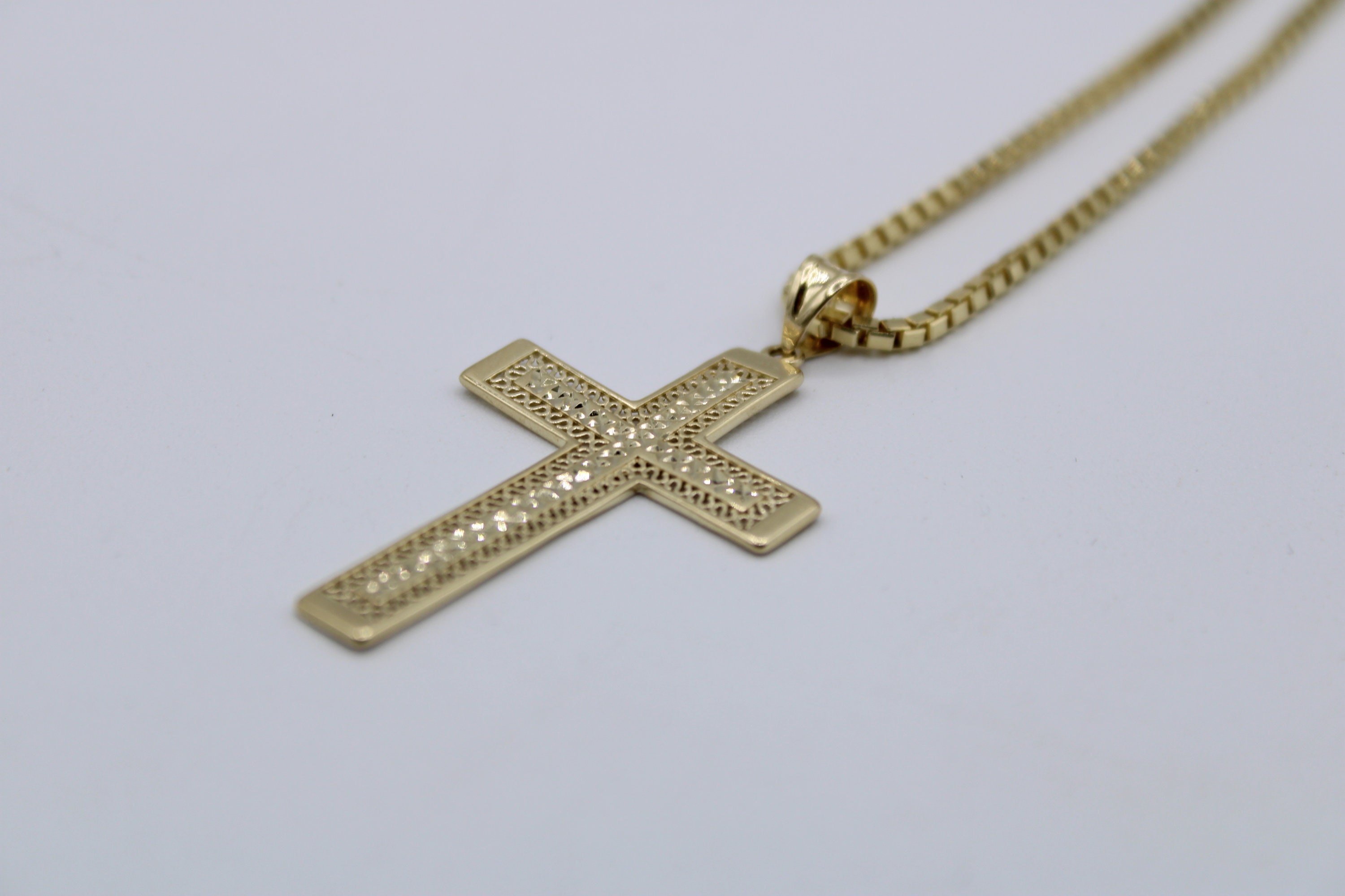 Mens 10k gold cross necklace clearance
