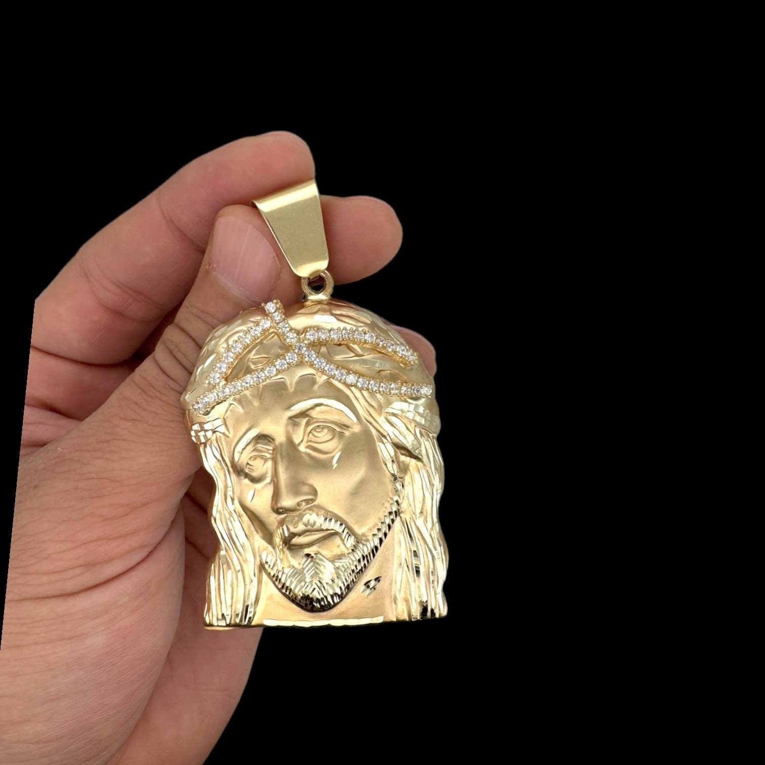 Jesus Head Pendant - 10K Yellow Gold - Etsy