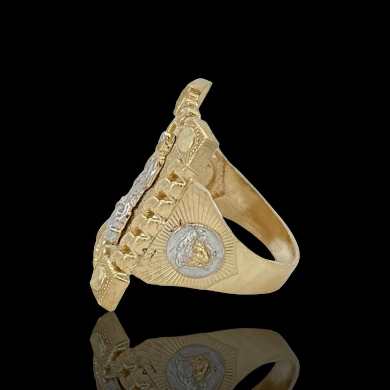 10K Two Tone Gold Jude Mens Religious Ring image 3