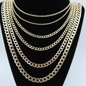 10K gouden Cubaanse ketting Two Tone Pave, echte gouden ketting, 2 mm 2,5 mm 4,5 mm 5 mm 6,5 mm 8 mm Cubaanse ketting, echte 10K gouden ketting 16-26 inch
