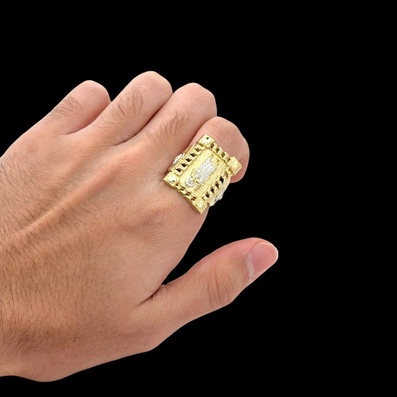 10K Two Tone Gold Jude Mens Religious Ring image 5