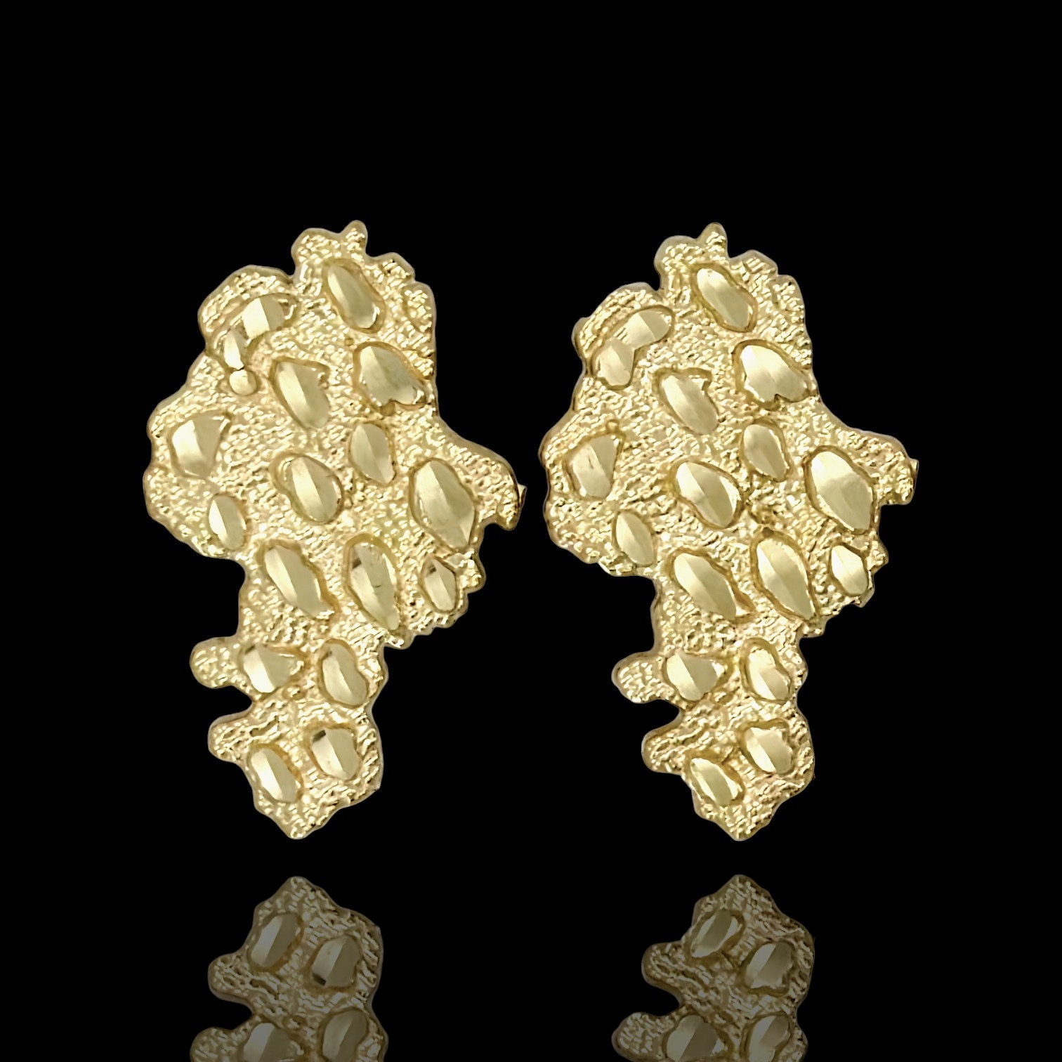 Authentic 10k Solid Yellow Gold Grape African Nugget Stud Earrings Men  Women Unisex - Etsy