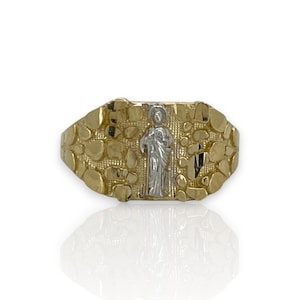 10K Yellow Gold Virgin Mary Guadalupe Two tone Ring - real  yellow gold ring